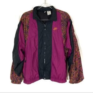 Nike | Vintage 1990's Windbreaker Jacket Bomber Pink-Purple Black L